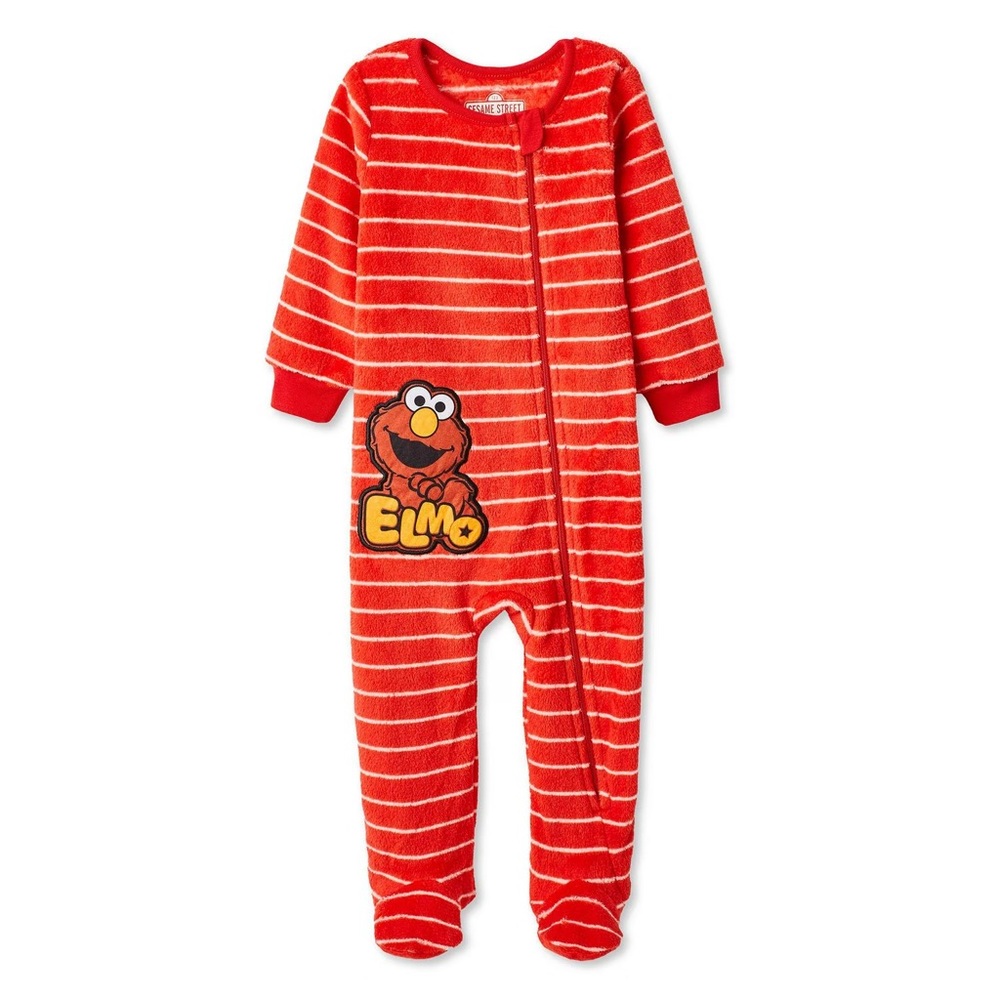 Sesame Street Red Striped Elmo Footie Infant Baby 3-6 months